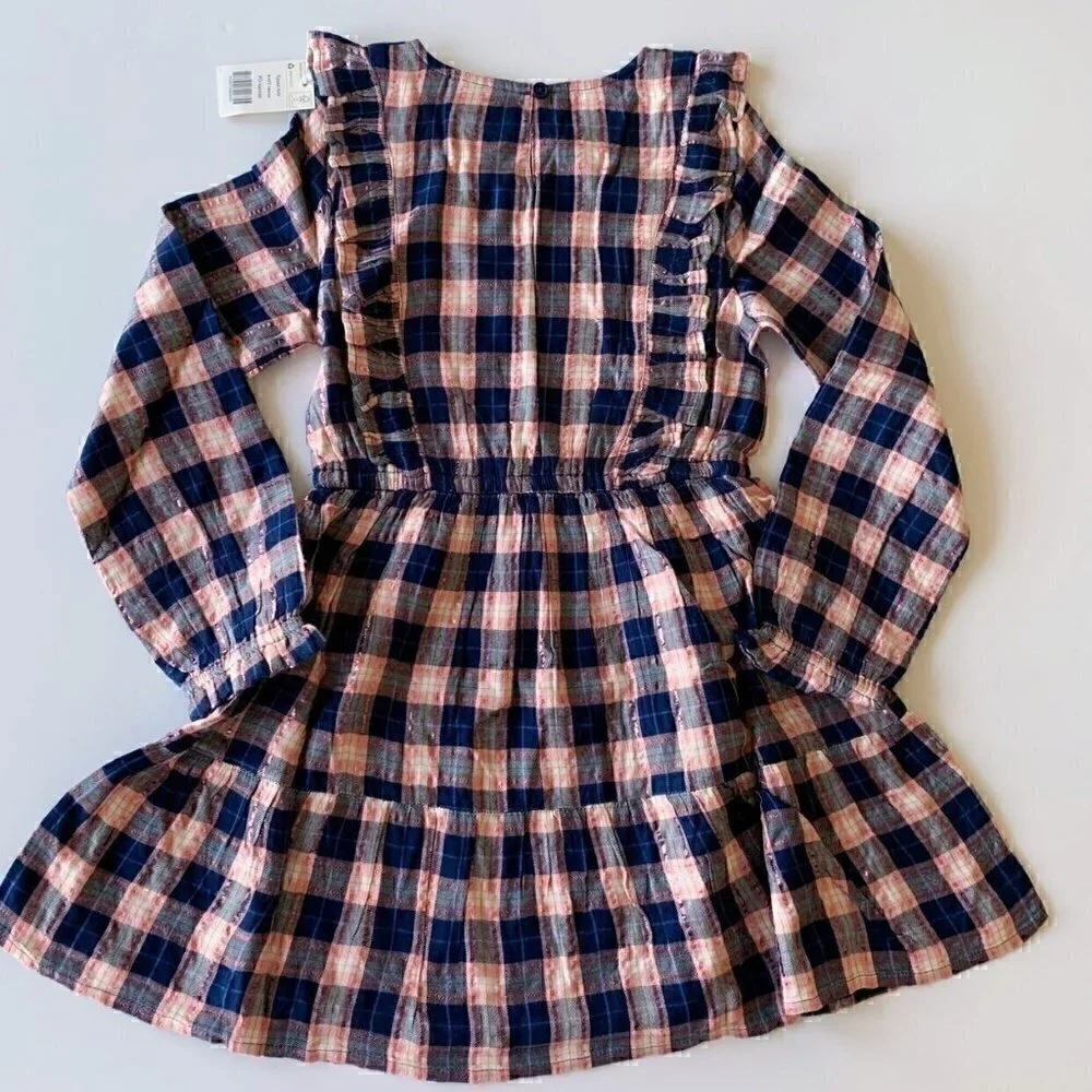 NWT Mini Boden Frill Tiered Long-sleeve Girl Dress 9-10 Years